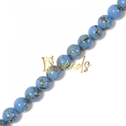 Dyed Blue Turquoise Color Shell (Imitation Turquoise) Plain Rounds, Approx 4-12mm