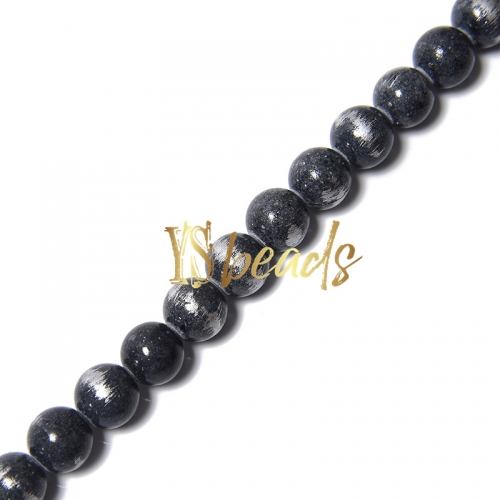 Dyed Dark Grey Jade with Silver Line Plain Rounds, Approx 4-12mm