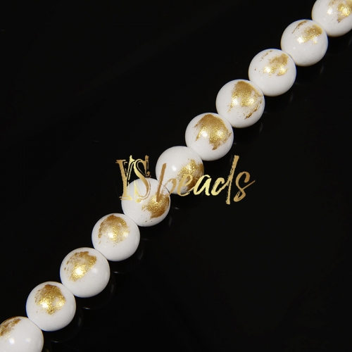 Dyed White Jade with Golden Line Plain Rounds, Approx 4-12mm