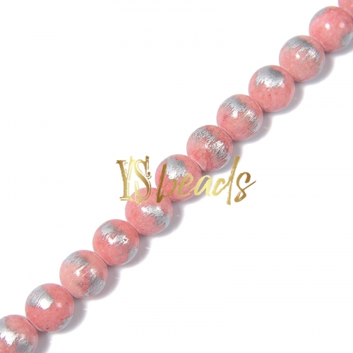 Dyed Orange Red Jade with Silver Line Plain Rounds, Approx 4-12mm