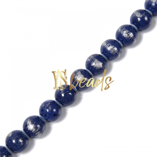 Dyed Dark Blue Jade with Silver Line Plain Rounds, Approx 4-12mm