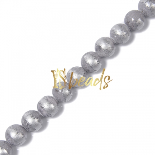 Dyed Grey Jade with Silver Line Plain Rounds, Approx 4-12mm