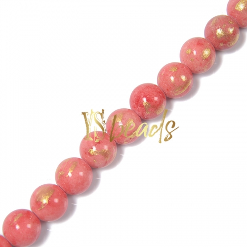 Dyed Orange Jade with Golden Line Plain Rounds, Approx 4-12mm