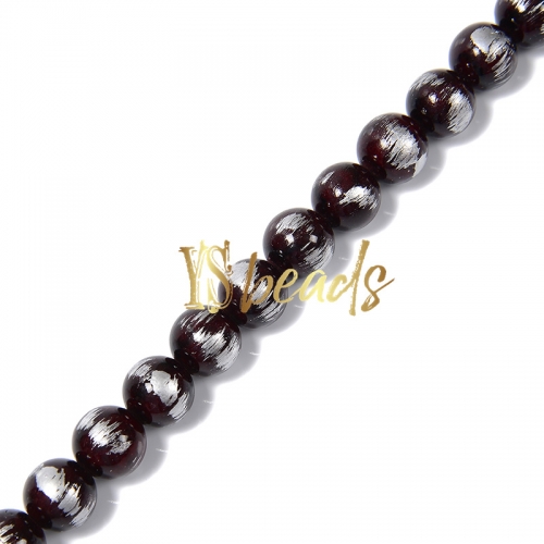 Dyed Wine Red Jade with Silver Line Plain Rounds, Approx 4-12mm