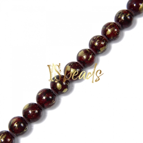 Dyed Wine Red Jade with Golden Line Plain Rounds, Approx 4-12mm