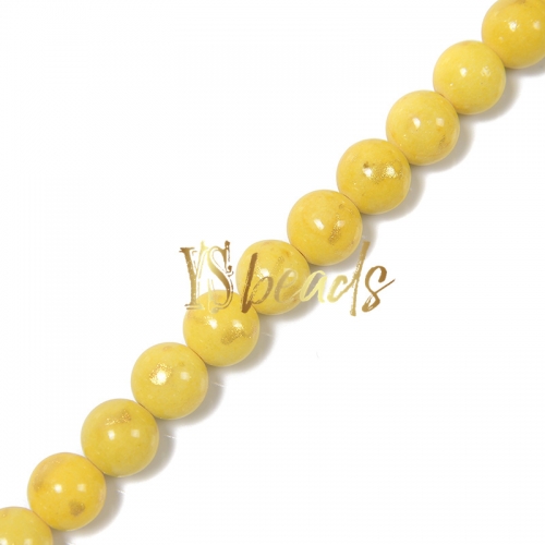 Dyed Yellow Jade with Golden Line Plain Rounds, Approx 4-12mm