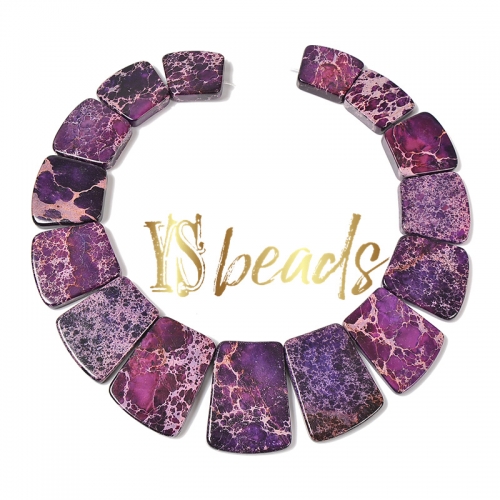 Dyed Purple Impression Jasper Graduated Trapezoid String, Approx 18x20mm~25x40mm
