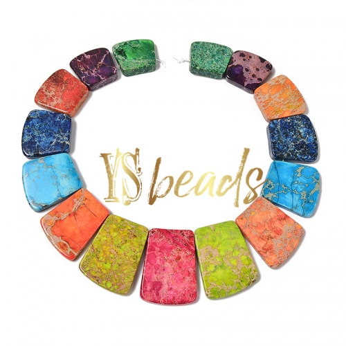 Dyed Mixed Colors Impression Jasper Graduated Trapezoid String, Approx 18x20mm~25x40mm