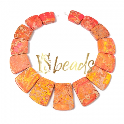 Dyed Orange Impression Jasper Graduated Trapezoid String, Approx 18x20mm~25x40mm