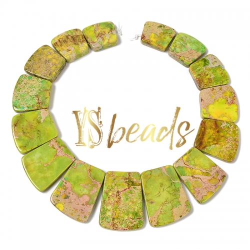 Dyed Apple Green Impression Jasper Graduated Trapezoid String, Approx 18x20mm~25x40mm