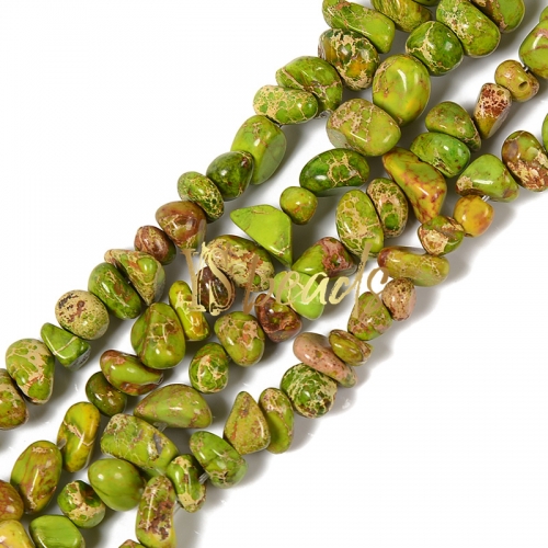 Dyed Apple Green Color Impression Jasper Nuggets, Approx 5x8mm