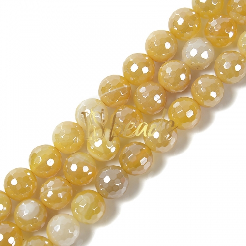 Highlight Plated Yellow Agate Faceted Rounds, Approx 6-12mm