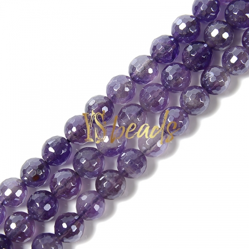 Highlight Plated Amethyst Faceted Rounds, Approx 6-12mm