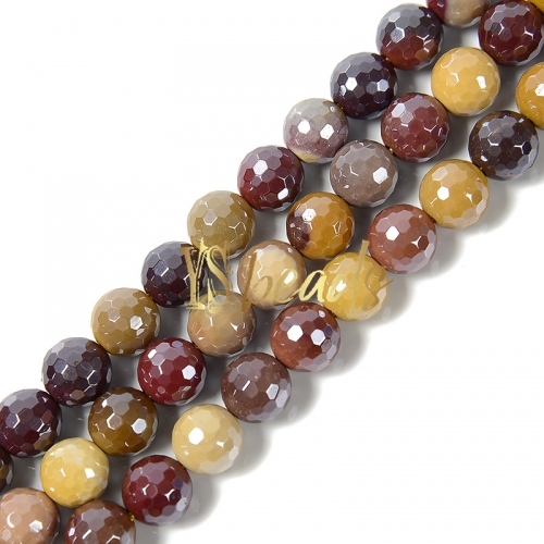 Highlight Plated Mookaite Faceted Rounds, Approx 6-12mm