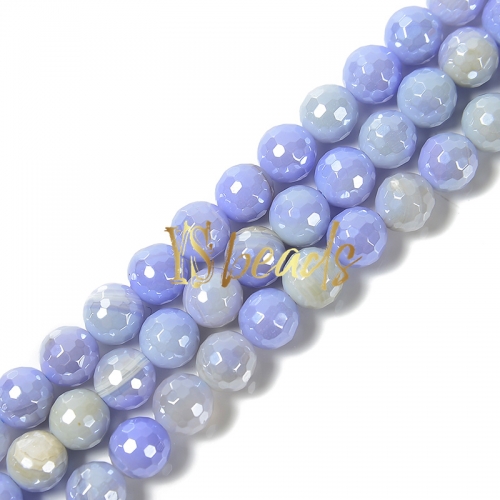 Highlight Plated Blue Agate Faceted Rounds, Approx 6-12mm