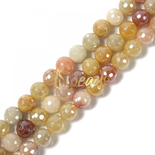 Highlight Plated Mixed Color Agate Faceted Rounds, Approx 6-12mm
