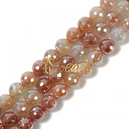 Highlight Plated Mixed Color Agate Faceted Rounds, Approx 6-12mm