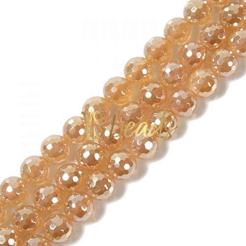 Highlight Plated Champagne Agate Faceted Rounds, Approx 6-12mm