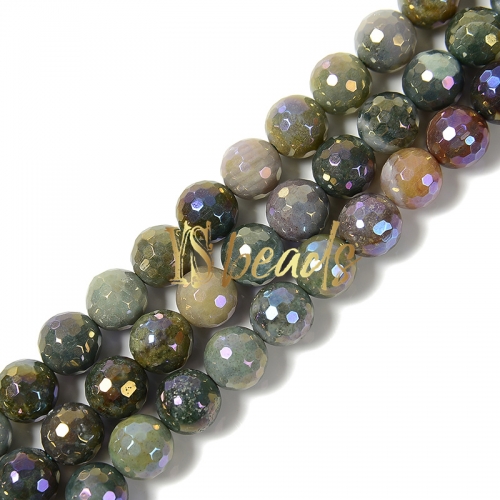 Rainbow Plated Fancy Jasper Faceted Rounds, Approx 6-12mm