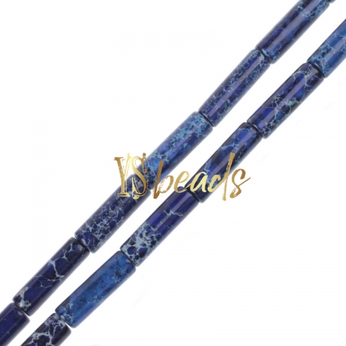 Dyed Lapis Blue Color Impression Jasper Tubes, Approx 4x13mm