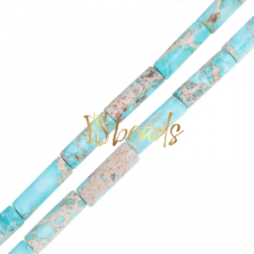 Dyed Light Turquoise Color Impression Jasper Tubes, Approx 4x13mm