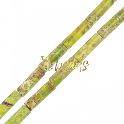 Dyed Apple Green Color Impression Jasper Tubes, Approx 4x13mm