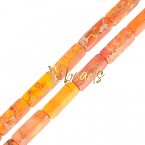 Dyed Orange Color Impression Jasper Cuboid, Approx 4x13mm