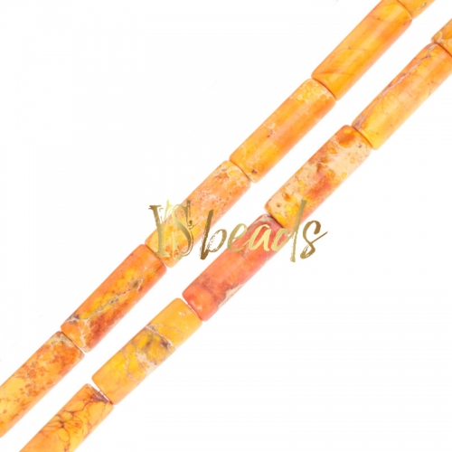 Dyed Orange Color Impression Jasper Tubes, Approx 4x13mm