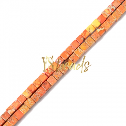 Dyed Orange Impression Jasper Cube, Approx 4-6mm