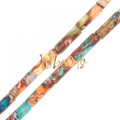 Dyed Mixed Color Impression Jasper Tubes, Approx 4x13mm