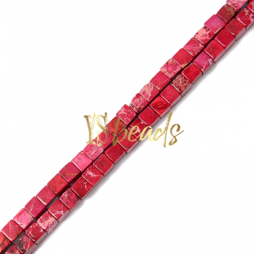Dyed Rose Red Impression Jasper Cube, Approx 4-6mm