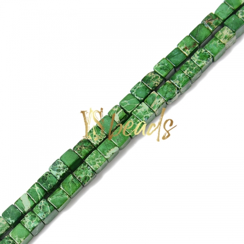 Dyed Green Impression Jasper Cube, Approx 4-6mm