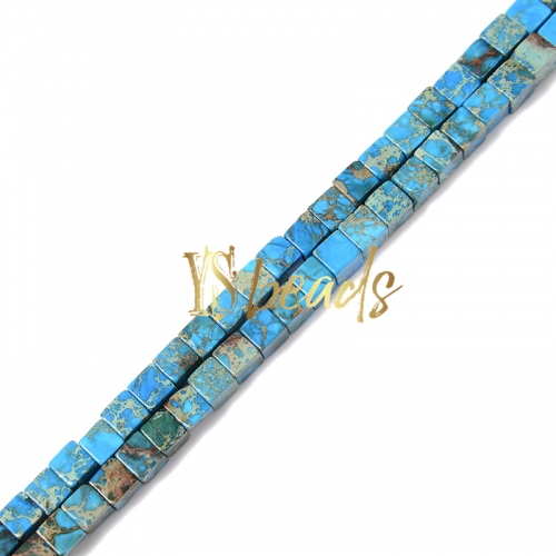 Dyed Turquoise Blue Impression Jasper Cube, Approx 4-6mm