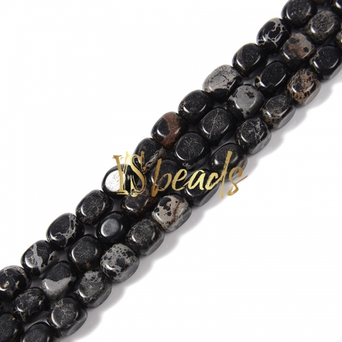 Dyed Black Impression Jasper Tumbled Nuggets, Approx 5x8mm