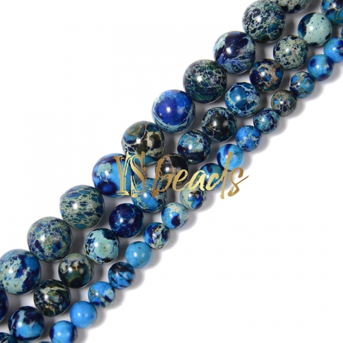 Dyed Multi Color-Royal Blue Impression Jasper Plain Rounds, Approx 4-10mm