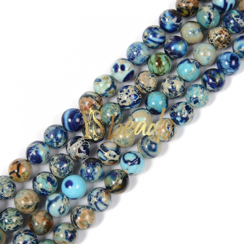 Dyed Multi Color-Blue Impression Jasper Plain Rounds, Approx 4-12mm