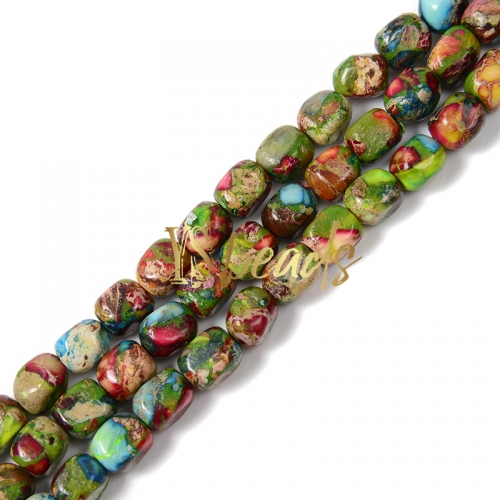 Dyed Mxied Colors Impression Jasper Tumbled Nuggets, Approx 5x8mm