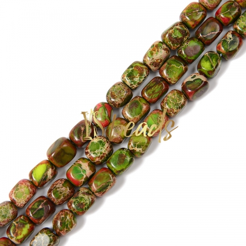Dyed Mxied Colors-Green Impression Jasper Tumbled Nuggets, Approx 5x8mm