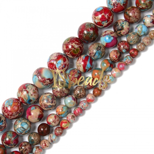 Dyed Multi Color-Red Impression Jasper Plain Rounds, Approx 4-10mm