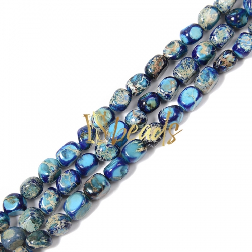 Dyed Mxied Colors-Blue Impression Jasper Tumbled Nuggets, Approx 5x8mm