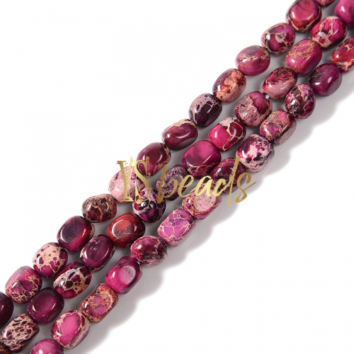 Dyed Rose Red Impression Jasper Tumbled Nuggets, Approx 5x8mm