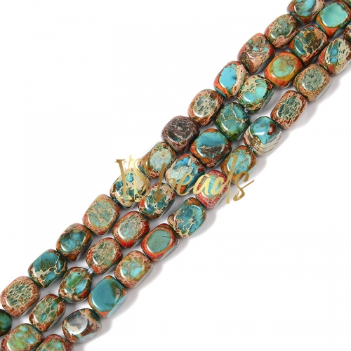 Dyed Mxied Colors-Turquoise Blue Impression Jasper Tumbled Nuggets, Approx 5x8mm