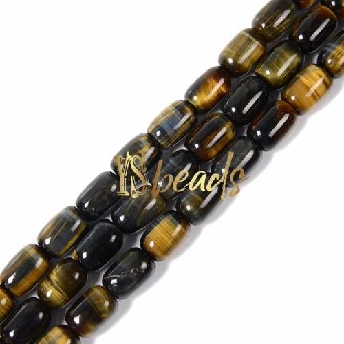 A Grade Yellow&Blue Tiger Eye Plain Drum Beads