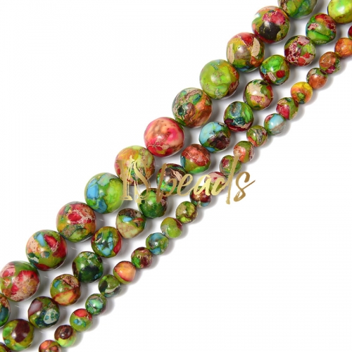 Dyed Multi Color Impression Jasper Plain Rounds, Approx 4-10mm