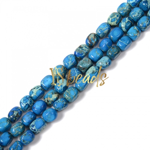 Dyed Blue Impression Jasper Tumbled Nuggets, Approx 5x8mm
