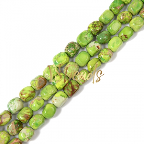 Dyed Apple Green Impression Jasper Tumbled Nuggets, Approx 5x8mm