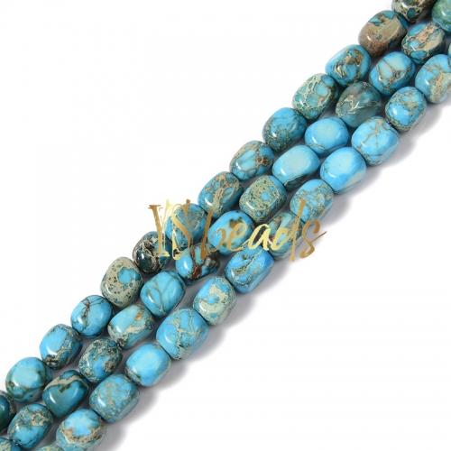 Dyed Turquoise Blue Impression Jasper Tumbled Nuggets, Approx 5x8mm