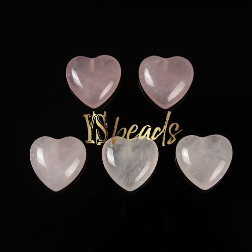 Rose Quartz Half-Drilled Puffy Hearts, Approx 20mm