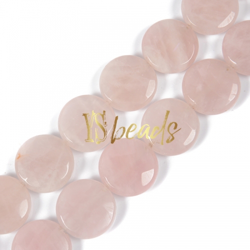 Rose Quartz Faceted Coins, Approx 20mm