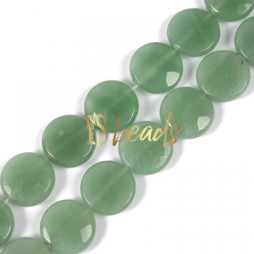 Green Aventurine Faceted Coins, Approx 20mm